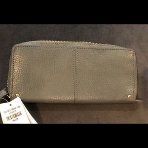 Grey brand new real leather wallet